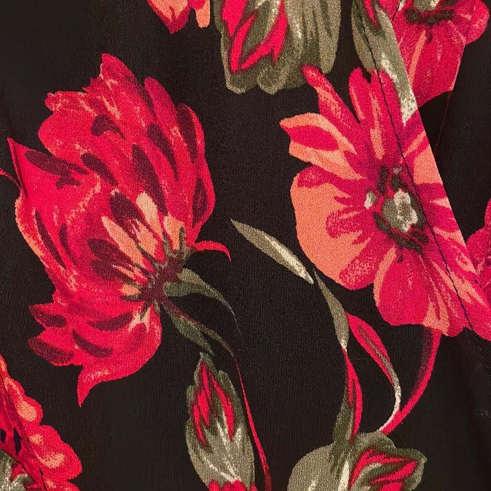 Forever 21 + dark floral wrap midi dress - Picture 3 of 3